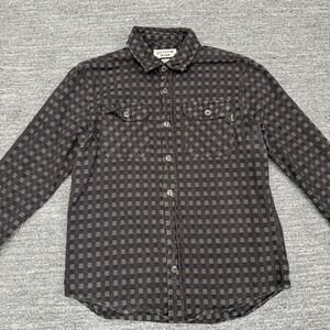 Devium USA Flannel Shirt Men Medium Black Boca Long Sleeve USA *MISSING BUTTON*